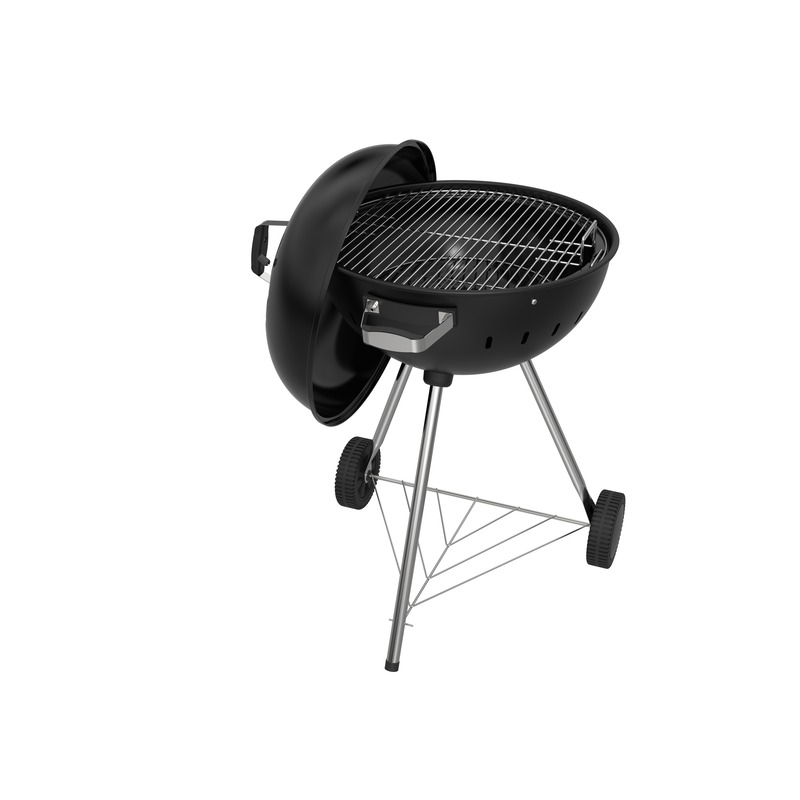 BK2003 (6) Lid half off black circular BBQ